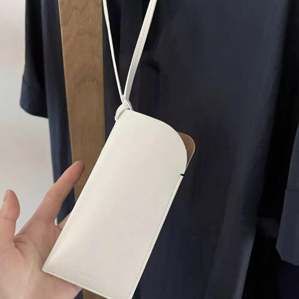 Hanging Neck Outdoor Glasses Storage Bag Solid Color Women Eyeglass Cover Sunglasses Storage Clip