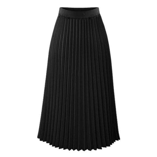 Autumn Winter Pleated Skirt Elastic High Waist Calf-Length Casual Loose Skirt Elegant Ladies Solid Color Long Skirt Women Clothing Streetwear