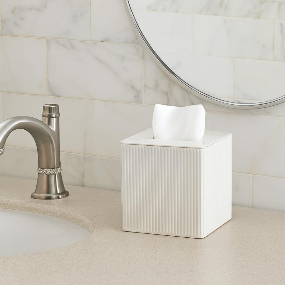 Квадратная салфетница из ПУ-кожи Магнитное закрытие Полоска в стиле римской колонны Диспенсер для салфеток Подкладка из короткого ворса Расширенное отверстие