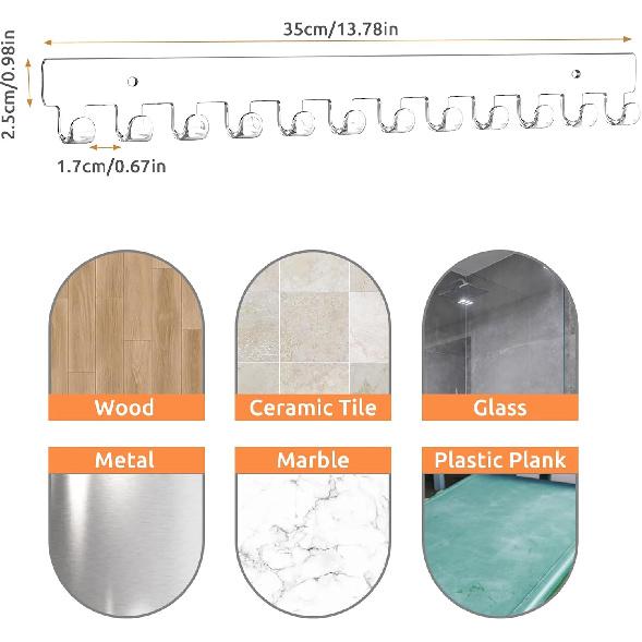 2 Pack Necklace Holder - Hanging Jewelry Organizer, Self-Adhesive, Wall Mount (Clear)