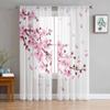 Spring Cherry Blossom Branch Tulle Sheer Curtains for Living Room Bedroom Kitchen for Windows Voile Drapes Home Decoration