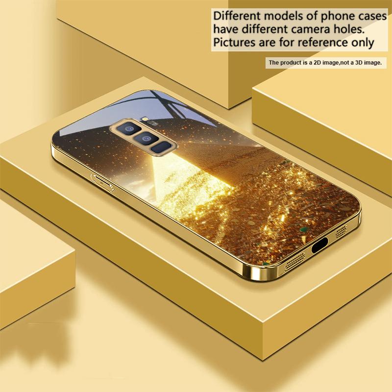 Узор 'Золотой Храм' Для Samsung Galaxy S26 S20 FE S21 S22 S23Plus S24 Ultra 25Ultra S21+ S9 S22 S8 S23 Золотой стеклянный чехол для телефона