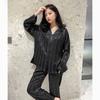 Women's Striped Ice Silk Pajamas, Sweet and Thin Spring and Summer V-neck Home Clothes, Korean Style Simple Casual Home Clothes