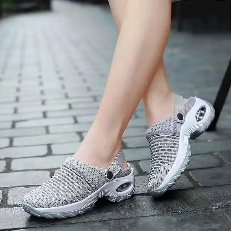 Fashion Hot Sale Shoes for Women Women's Vulcanize Shoes Spring Round Toe Solid Net Cloth Breathable Middle Heel Sport Shoes Ladies