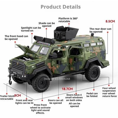 1:Модель-игрушка Бронированный автомобиль Тигр с пилой 32-го масштаба Колеса Рулевое управление Музыка Свет Внедорожные Полицейские Машины Амортизация Подарки