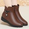 Mother Warm Cotton Shoes Women Winter Velvet Fleece Side Zip Thick Bottom Short Boots Leisure Round Head Flats Boots