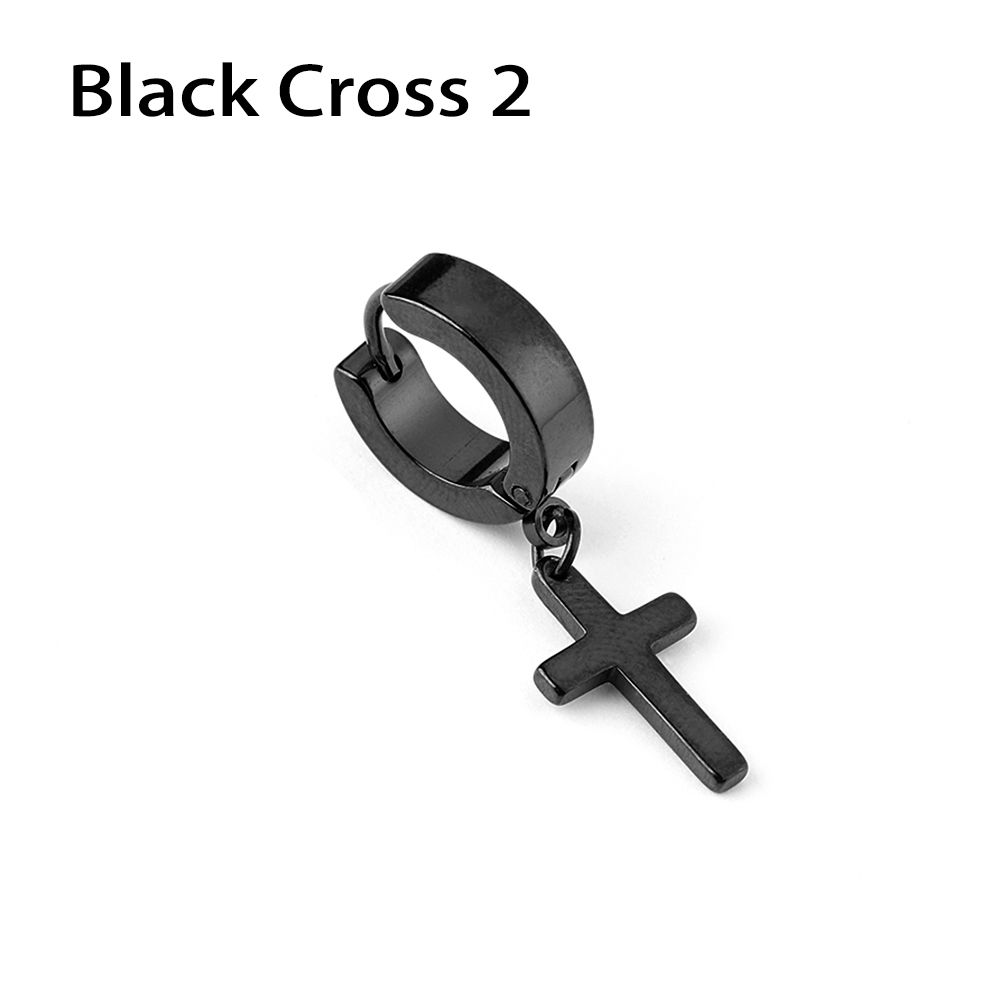 1Pc Punk Gothic Piercing Stainless Steel Cross Stars Dangle Earrings Ear Stud Pendant
