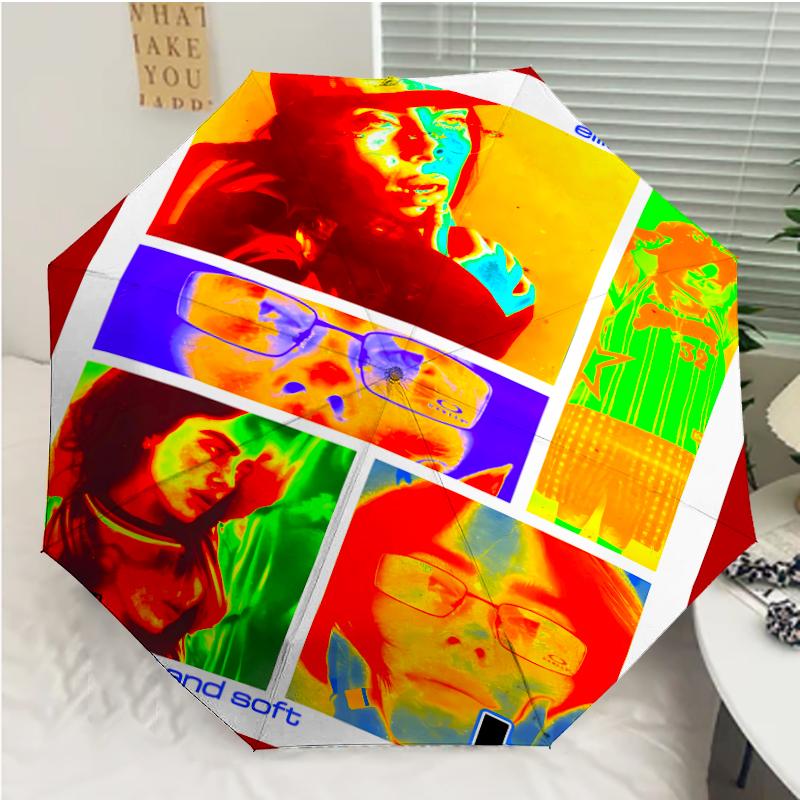 singer Billie Eilish3 Print Automatic Umbrella, 8 Rib Iron Frame, Plastic Handle, Suitable for Outdoor Travel &Daily , Ideal Gift