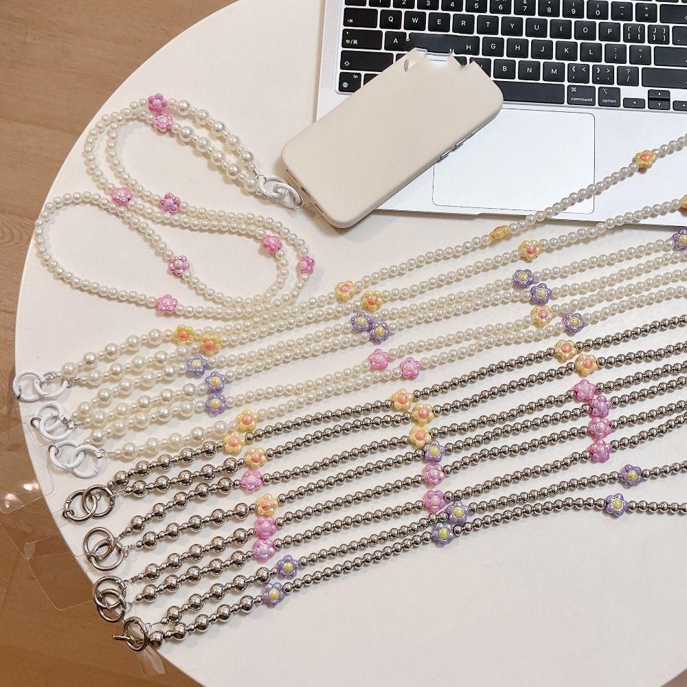 Hanging Rope Crossbody Phone Strap Flower Beads Phone Neck Straps  Hanging Ornaments