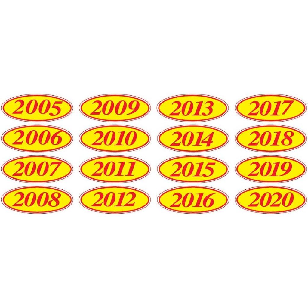 EZ-Line Oval Model Windshield Year Stickers for Car Windows Red and Yellow Large Vinyl Dealership Supplies 1 Dozen Pro Pack (2018)