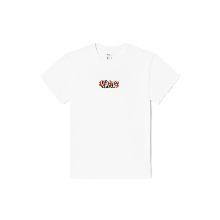 Vans Футболка с коротким рукавом и круглым вырезом, с принтом логотипа и цветочным принтом, женская белая VN0008ZZWHT