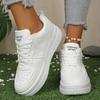 Fashion Women's Fashion White Platform Sneakers Thick Sole Lace Up Running Sports Shoes for Women Plus Size Comfort Casual Walking Shoes