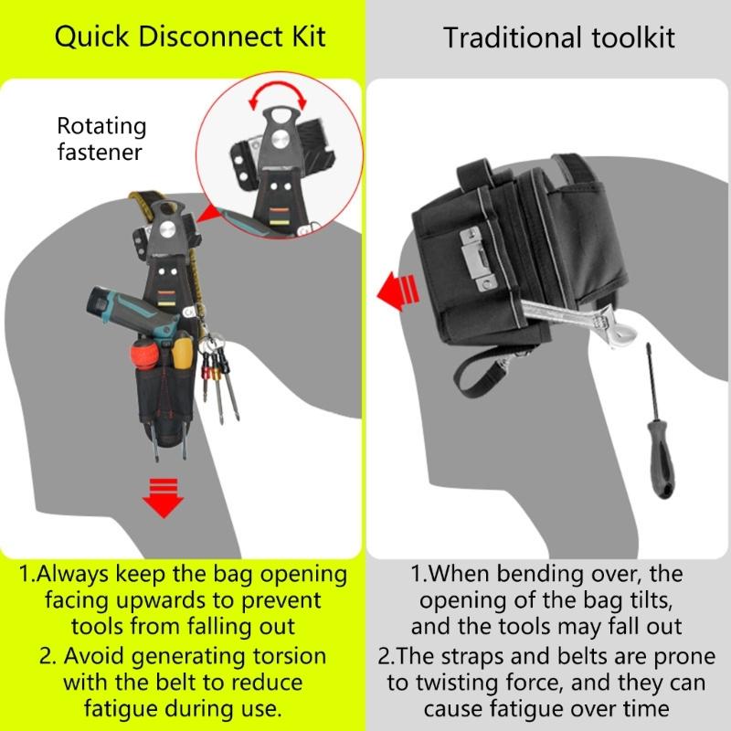 Quick Detach Rotating Waist Tool Pouches For Power Screwdrivers Practical Electrician Utility Bag Compact Carry Design
