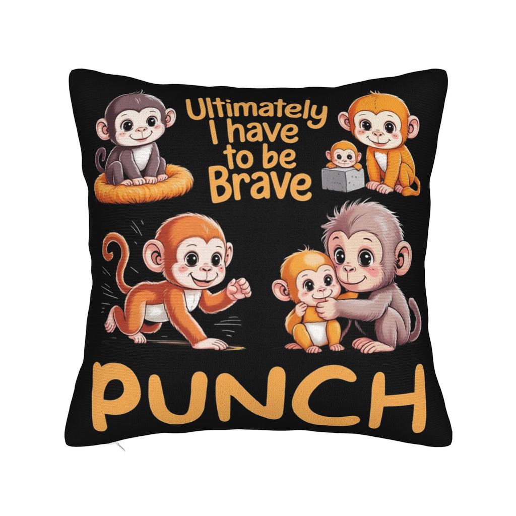 Baby Macaque Hugging Plush Cute Monkey Punch Pillowcase Polyester Cushion Cover Decorations Pillow Case Cover Sofa Square 40X40