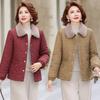 Fleece Thickened Cotton-padded Lapel Cotton-padded Winter Warm Top Medium and Women's Short Coat