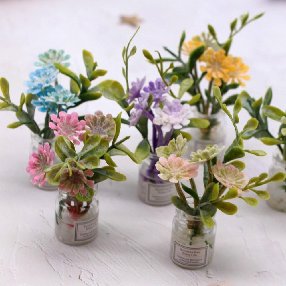1:12 Dollhouse Miniature Simulation Vase 8 Styles Finished Flower Miniature Dollhouse Decorations