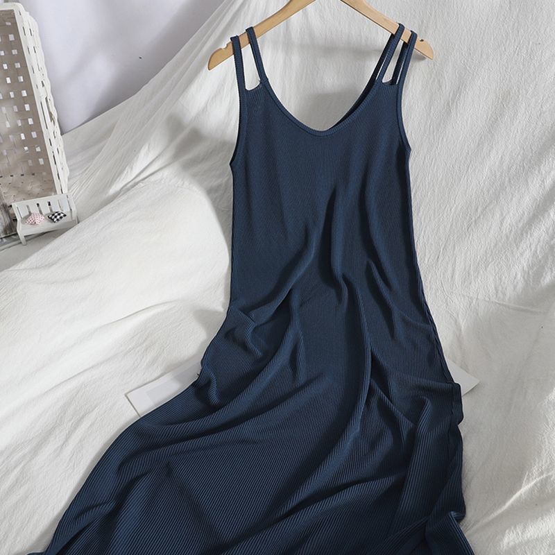 Женские платья Платье большого размера без рукавов с бретелькой на бретельках Открытое платье Нижняя длинная юбка Повседневная внешняя юбка