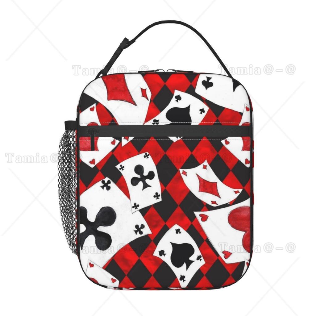 Poker Pattern Playing Card Insulated Lunch Bag for Women Kids Portable Food Boxes Thermal Lunch Box Tote