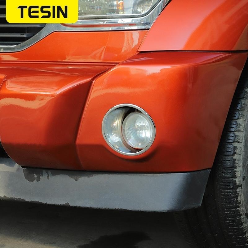TESIN Car Front Fog Light Lamp Decoration Cover Trim Stickers For Dodge Nitro 2007 2008 2009 2010 2011 2012 Exterior Accessories
