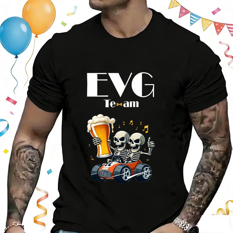 Team Du Mari Skeleton Gokart Beer Graphic Tshirt French Unisex Team Groom Best Unisex Short Sleeve Tees Evg Party Streetwear Tops