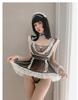 Sexy Lingerie Cosplay Erotic Apron Maid Sexy Costume Transparent Babydoll Dress Women See-Through Black Lace Miniskirt Outfit