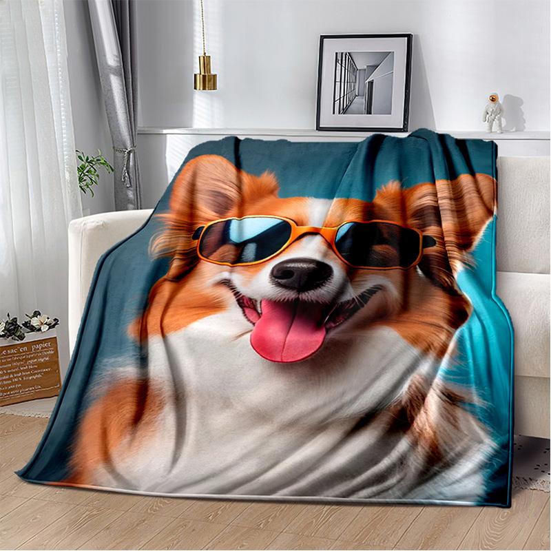 Одеяло с милой собакой, мультяшным хаски, самоее, чихуахуа, коки, померанским шпицем, мягкое одеяло для дома, спальни, чехол для дивана, детское одеяло