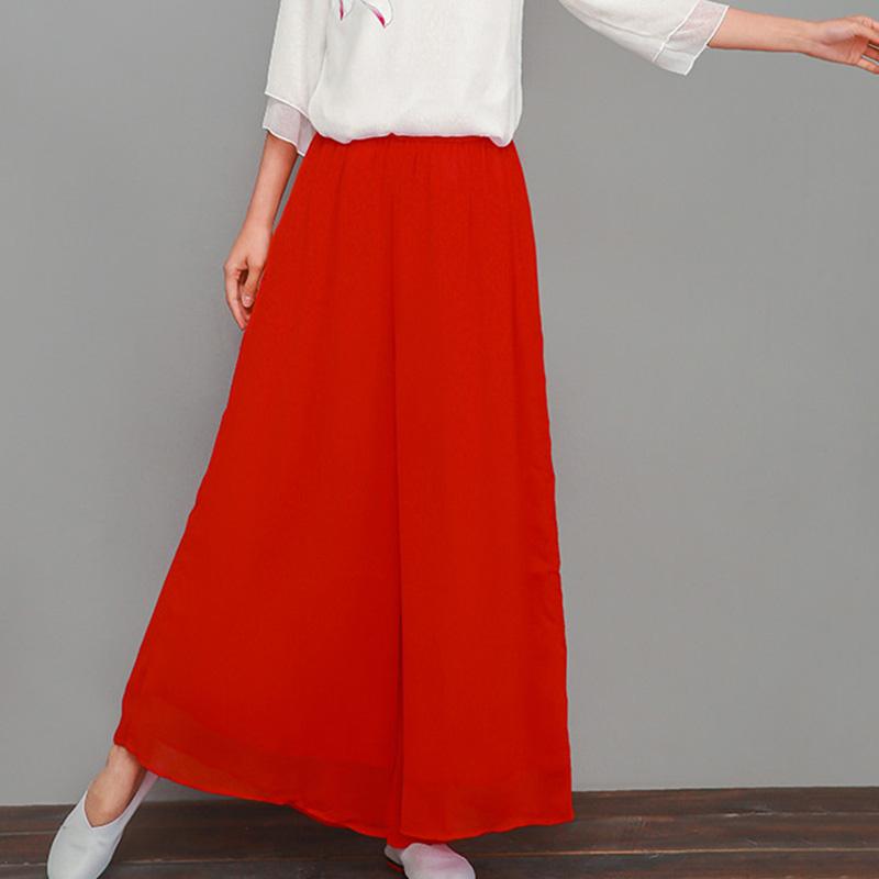 1 шт. струящиеся свободные брюки из полиэстера и шифона, брюки с широкими штанинами, свободные укороченные дышащие брюки