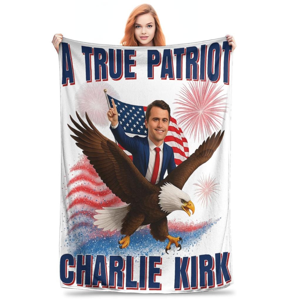 Charlie Kirk 1993 2025 A true Patriot Blanket Multiple Sizes Super Soft Cozy Throw Blankets for Sofa Couch and Bed