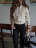 Women's Zip Up Knit Cardigan Stand Collar Cable Knit Long Sleeve Loose Sweater Casual Elegant Top