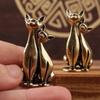 Antique Brass Cat Lovers Statue Ornament Copper Animal Sculpture Incense Burner Home Desktop Decorative Figurines & Miniatures
