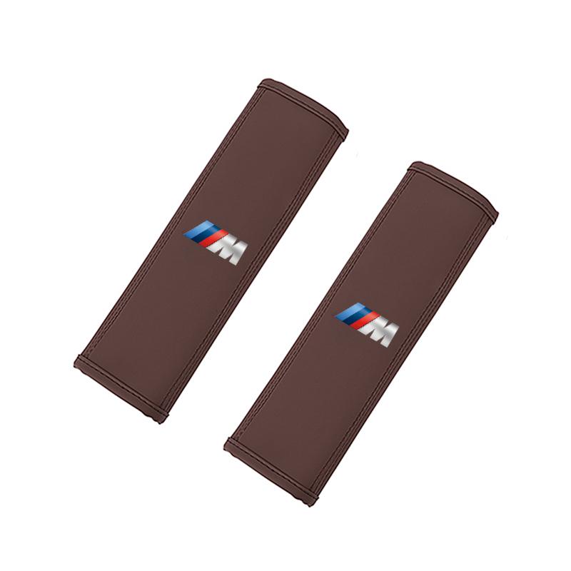 BERV3 2Pcs Car Leather Seat Belt Covers Car Interior Accessories Sticker For BMW X1 X2 X3 X5 X4 X6 X7 iX3 F20 F10 F07 E70 E46 E90 E92