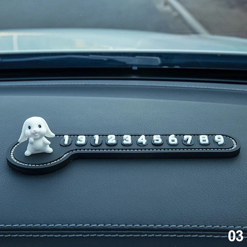 Номер телефона в автомобиле, временный знак остановки, многофункциональный мультяшный кролик, временная парковочная карта, украшение номерного знака