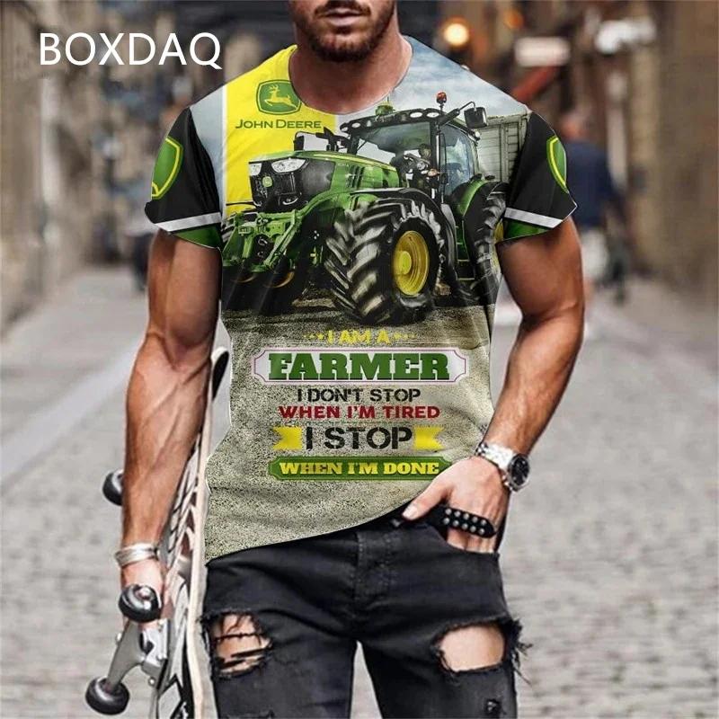 Мужские футболки с коротким рукавом и круглым вырезом с 3D-принтом «Трактор», «Автомобиль», «Фермер», «Инструменты», «Спортивные футболки»