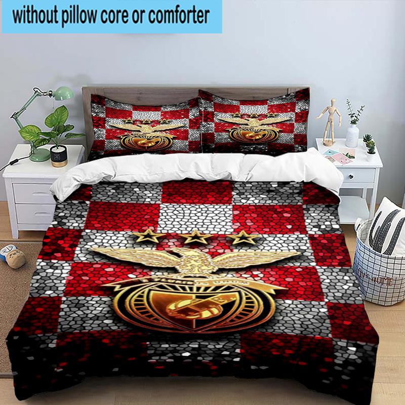 3pcs Benfica Football Club Printed Bedding Set Duvet Cover Closure Includes 1 Duvet Cover & 2 Pillowcases Bedding Sets Home Decor Gifts