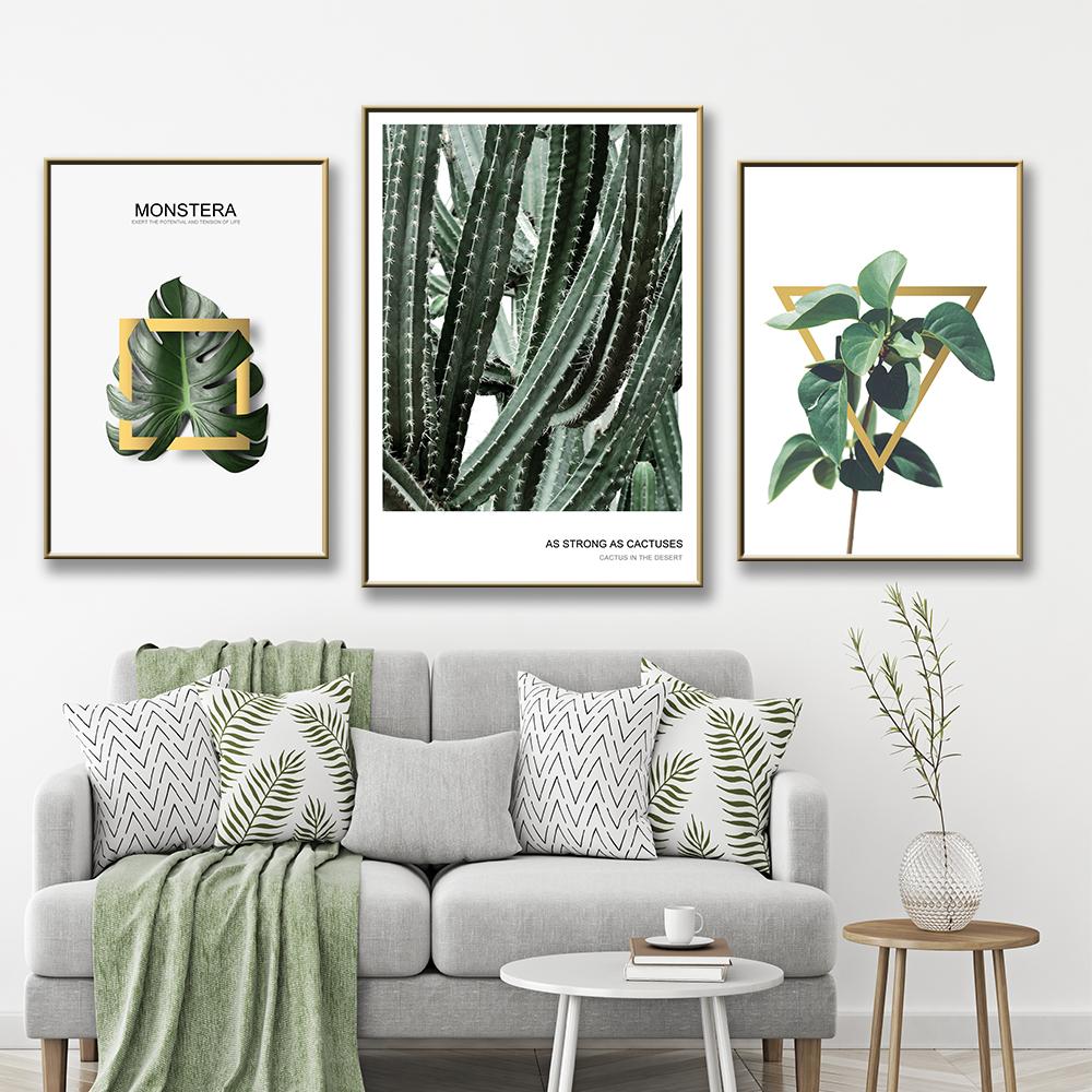 Boho Monstera Bamboo Leaf Sun Абстрактная настенная живопись на холсте Плакаты на скандинавскую тему и принты картинки для гостиной Домашний декор