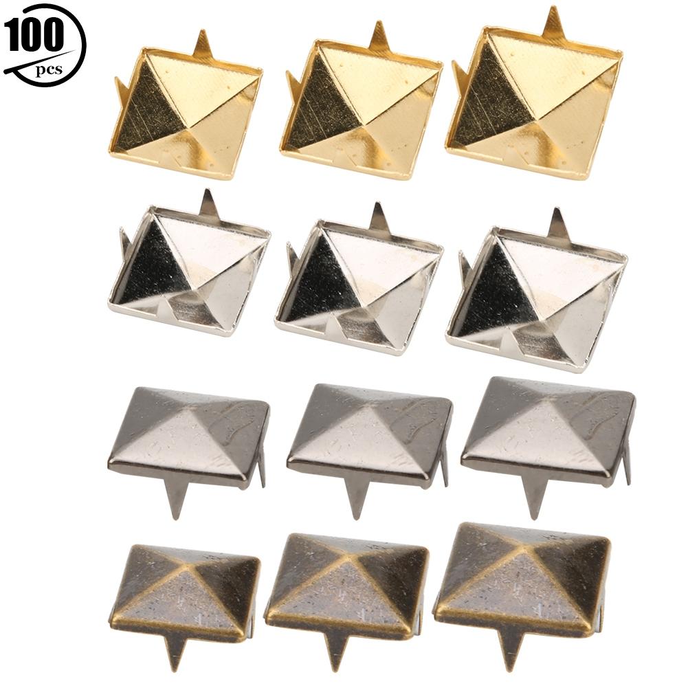100pcs Pyramid Punk Rivets 4 Claw Metal Studs for Bracelets Clothing Shoes Handbag