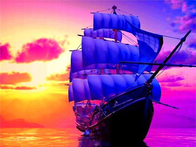 5D DIY Алмазная картина Корабль Пейзаж Комплект Полная Дрель Квадратная Вышивка Мозаика Искусство Картина Стразы Украшение Дома Подарок