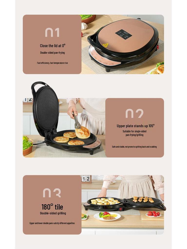 Electric Griddle with Increased Depth: Double-Sided Heating Pan for Frying, Grilling, Baking, and Pancake Making