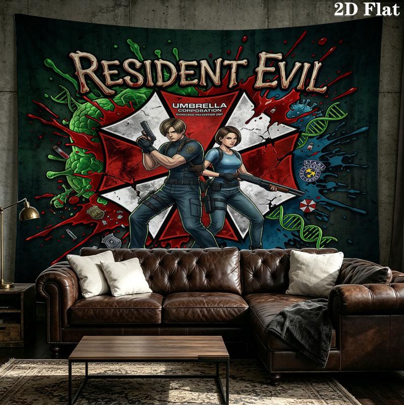 Настенный гобелен Resident Evil Эстетичное настенное панно Печатное тканевое одеяло Декоративные гобелены Для спальни гостиной Домашний декор