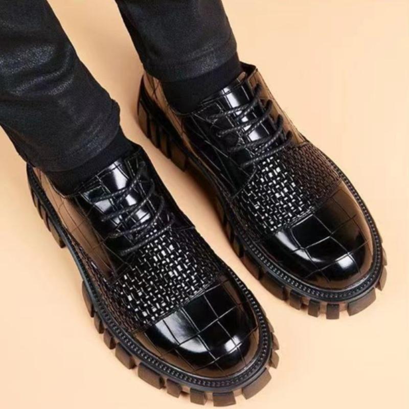 Fashion Men's Business Patent Leather Dress Shoes Big Head Casual Shoes for Men Anti Slip Comfort Fad Wedding Banquet Party Formal Shoes