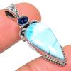Natural Republic Larimar, Kyanite 925 Solid Sterling Silver Pendant 1.50" Q5R72