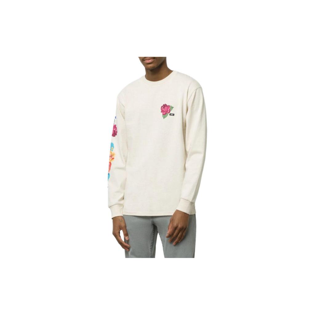 Vans Mn Anaheim Цветочный принт Круглый вырез Повседневная футболка с длинным рукавом унисекс Топы Off-White VN0A5FQB7VJ