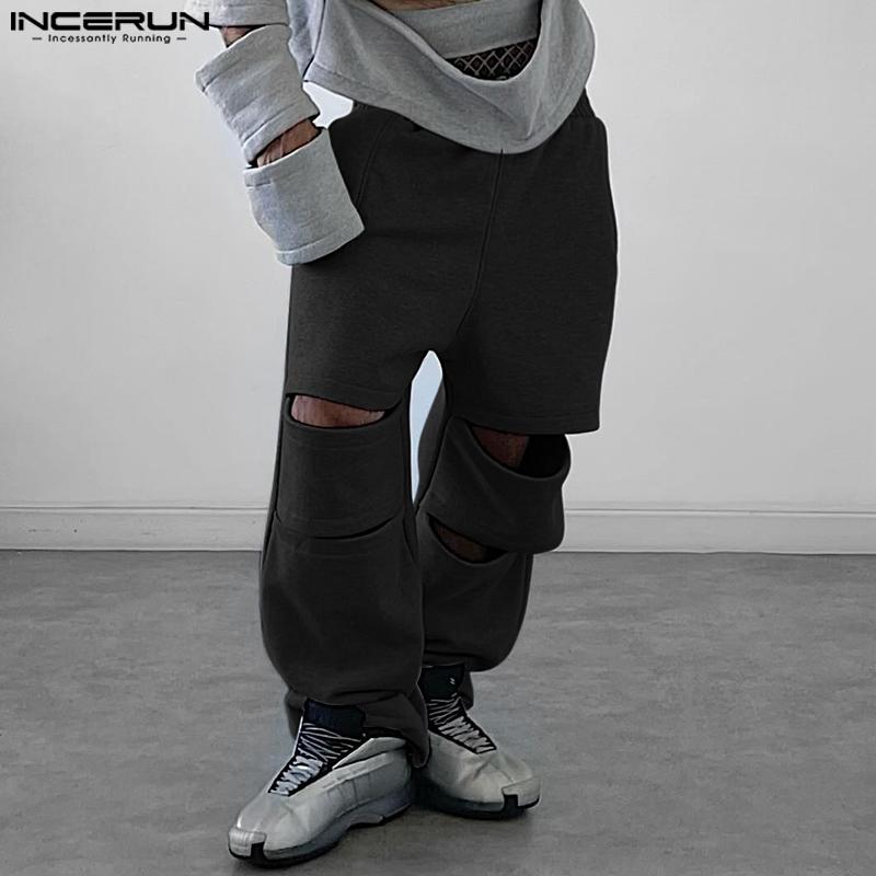 INCERUN Мужские эластичные талии вырез полые длинные спортивные брюки спортивные штаны