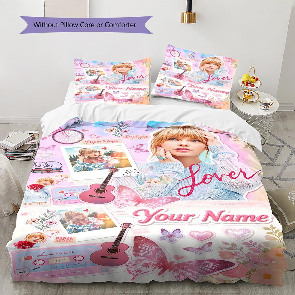 Name Custom Swift Pattern Bedding Set Quilt Cover Pillowcase Home Decor Gift (1 * duvet cover + 2 * pillowcase, without core)