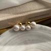 Niche Design Stud Earrings Female French Premium Simple White Pearl Gold Pearl Earrings Commuter Versatile