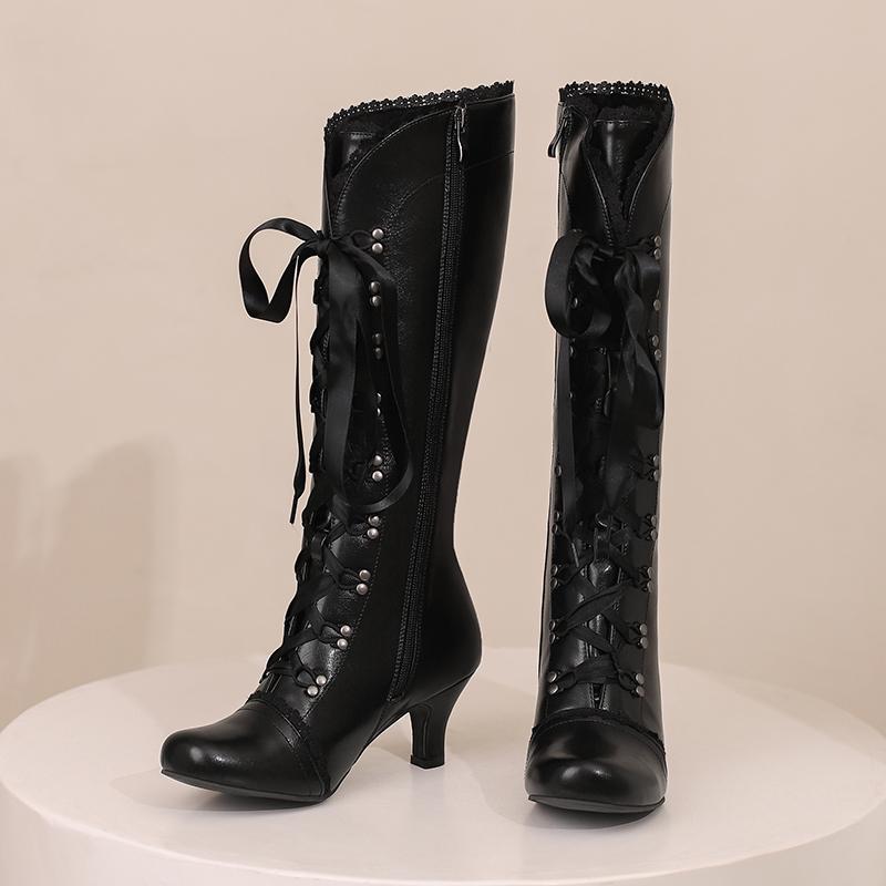 Q/Женские ботинки на высоком каблуке, осенне-зимние новые однотонные большие ботинки Martin в европейском и американском стиле