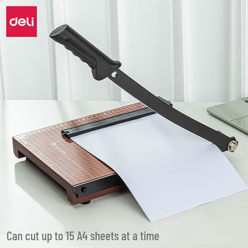 Deli 8004 A4 Wooden Guillotine Paper Trimmer CN plug (adapter included)