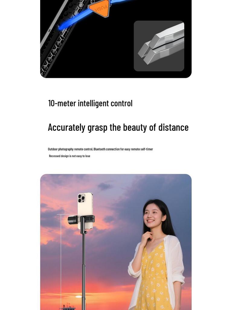 Diudiu Retractable Bluetooth Selfie Stick Tripod for Live Streaming & Photography.