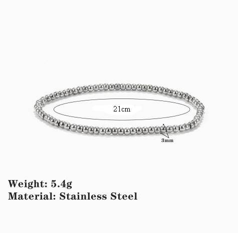Stainless Steel Elastic Strand Beads Bracelets Bangles For Woman Waterproof Beaded Chain Bracelet 21cm
