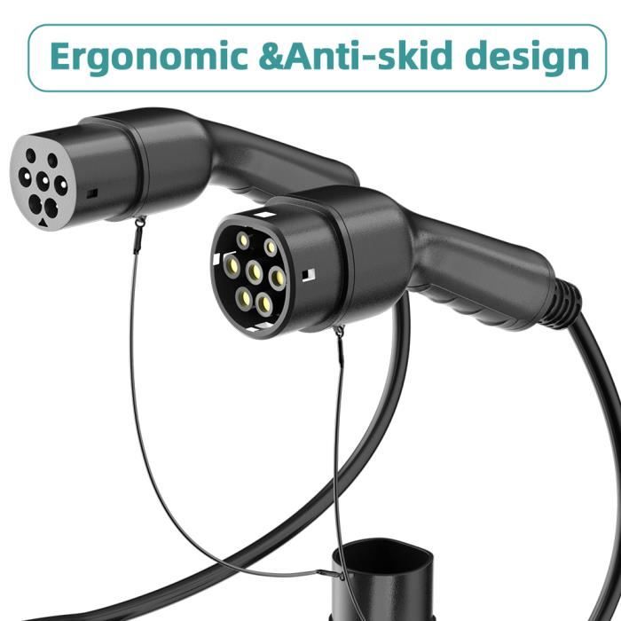 JATRHG Кабель для зарядки электромобилей 22 кВт 32 А / Три фазы / 5 метров / Электромобиль и Подключаемый гибрид Тип 2 к Типу 2